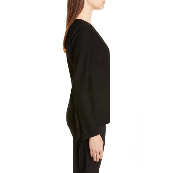 CAROLINA HERRERA Tie Cuff Crepe Blouse in Black - Size 12 - Picture 2 of 5